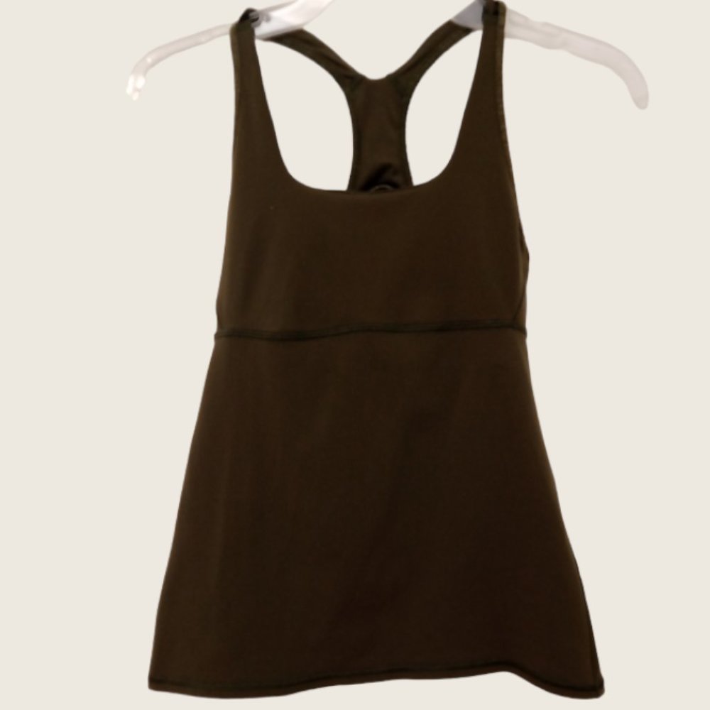Lululemon Olive Green and Camo Racer Back Tank Top Women Size 6